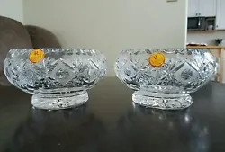 Two Vintage Clear cut Crystal Bowls by Valasca Bella made in Czechoslovakia ( now called Czech Republic) still has...