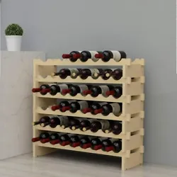 Wine Rack 48 Bottle Stackable Wine Storage Wood Wine Display Racks. 【 Wine Racks Design】 Modular Design: Adjust the...