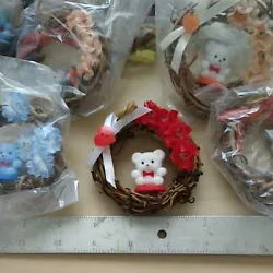 Lot of 36 small teddy bear ornaments.  perfect for the tree or decorations at wedding birthday parties gender reveal...
