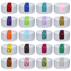 Made of Satin Fabric Each table runner measures 12 x 108 inches Durable and convenient Serged edges      The table...