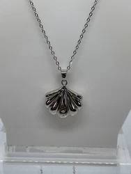 Sentimental Expressions 925 Sterling Silver Shell Ash Holder Pendant Necklace. • This set is rhodium plated to help...