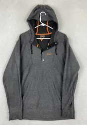 Patagonia 1/4 Snap Pullover Mens Size Large Gray Orange. There is a lot of fading and bleach stains on back, arm, and...