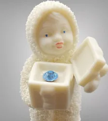 DEPARTMENT 56 SNOWBABIES A GIFT FOR YOU Birthstone aquamarine - December.