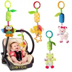 【Safety Material and Hook Design】The carseat toys for infants to plastic ring hook+short plush+silica gel, safety...
