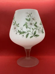 Vtg Viking USA? Frosted/Satin Glass Transferware Floral Brandy Snifter Vase. Very nice condition. No chips or cracks....