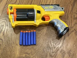Yellow Nerf N-Strike Maverick Rev-6 Soft Foam Dart Toy Gun Dart Blaster With Amo. Slight wear on the handle. Please...