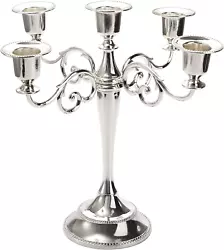 The tall candlestick holder will allow you to provide a perfect amount of light illumination from the 5 candles. Silver...