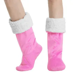 A MUST HAVE FOR WINTER - These indoor double layer socks is one side with soft fleece surface, another side with thick...