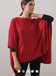 NWT CHICO’S Red Crystal Embellished 100% Cashmere Blend Sweater Poncho Sz L/XL. STYLE: 570337637In a brilliant shade...
