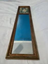 Antique Trumeau Wall Mirror with Lady Ornate Victorian  The frame is wood and is a gold Brown color. It has wear and...