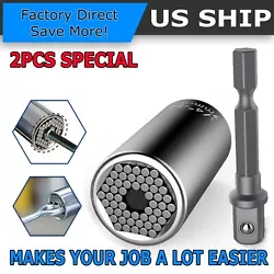 Professional grade universal socket wrench. - Power drill adapter included. - 1 x Universal Socket Adapter. - 1 x Power...