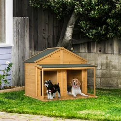 Treat your furry friends to a luxurious outdoor living space when you give them a duplex double dog house with a porch...