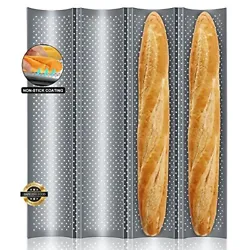 ★ FOOD GRADE MATERIAL & NON-STICK COATING – WALFOS French bread baking pans are made of carbon steel that is strong...