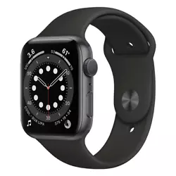 Apple Watch Series 6 44mm Space Gray Aluminum Case with Black Sport Band -....