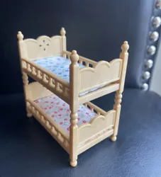 Calico Critters Girls Bunk Bed complete with pink and blue floral mattresses CC2459 Doll House Furniture Replacement...