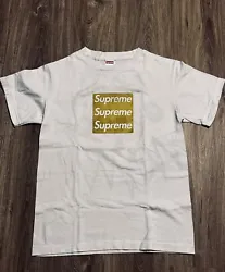 Supreme Asspizza Triple Box Logo T shirt size small. Color gold. Worn once!! US shipping only! No Returns! Questions?...