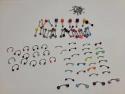 Body Jewelry Lot Tongue Rings 14g, Nipple Rings, Labret, Nose Ring Piercings 16g. Fast Shipping, Thanks for Shopping...