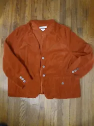 Womens TOMMY HILFIGER Corduroy Jacket 22 Blazer Orange Stretch Vented Plus.
