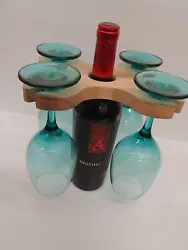 Unique way to carry a wine bottle and 4 wine glasses - 6 3/4 x 8, 3/4 inches thick. Made of walnut and maple - $25....