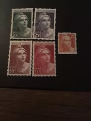 timbres Marianne de Gandon n*229/233 Neufs*Tr.ch.BE.