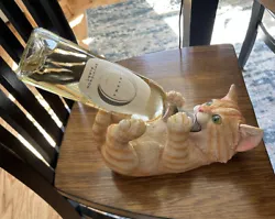 Orange Cat Drinking Wine Bottle Holder. cute conversation piece.