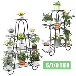 6/7/9 Tier Tall Plant Stand Extra Large Flower Display Shelves Rack Wrought Iron.