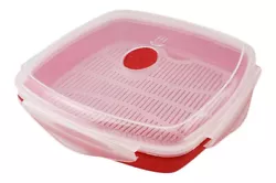 Constructed from durable BPA free plastic. Removes the need for oil. Microwave Grill with Lid.