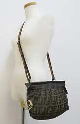 FENDI Crossbody Shoulder Bag Purse. Canvas and Leather. Canvas has discoloration, tearing, wear, fraying and rubbing....
