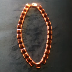 Collier artisanal en Argent Massif Vintage silver artisanal Mexique style Art déco. La partie noire est en pierre ou...