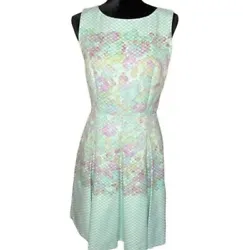 The perfect floral spring dress. Textured fabric; pleated skirt. Fully lined. Scoop neck, with pockets and a hidden...