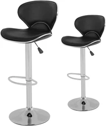 Set of 2 Adjustable Bar Stools Height Ajustable Swivel Barstools Chairs with Back Pub Kitchen Dining Room Counter Bar...