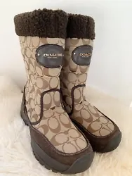 Coach Sonya Monogram Winter Mid Calf Boots. Suede and sherpa accents. Color: Brown and Tan. Condition: These are in...