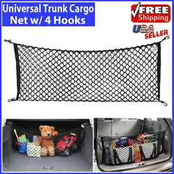 Universal Car Rear Cargo Organizer, Elastic, 4 Hooks. 1 x Rear Cargo Trunk Storage Organizer Net(4 hooks included)....