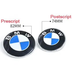 Size: 82mm & 74mm. 1 Hood Emblem(82MM) + 1 Rear Trunk Emblem(74MM). Fits Most BMW of All Models.