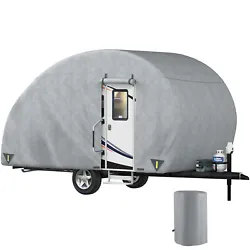 Why Choose VEVOR?. This waterproof teardrop trailer cover has thick 4- p ly composite fabric with premium material to...