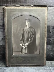 Vintage Graduation Photo Picture Young Man Cap And Gown With Diploma 7