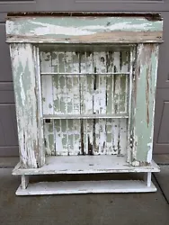 Antique Wood Kitchen Cabinet Primitive FarmHouse Cupboard 1800s SALVAGE PROJECT. Neat chippy paint salvage cabinet...