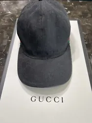 Gucci Black GG Canvas Hat Cap Black Stripe Authentic Size S Unisex. Condition is Pre-owned. Shipped with USPS Ground...