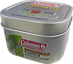 One 6 oz Coleman Pine Scented Citronella Candle with Wooden Crackle Wick. Coleman Pine Scented Citronella Candle with...
