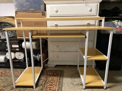 topsky desk with keyboard tray and storage shelves. Here is the original Amazon link where I got it...