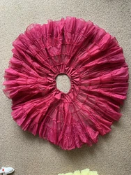 STUNNING Burgandy ruffled nylon petticoat. Single layer with four ruffles, small extra ruffle at the top of each ruffle...