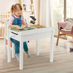 This flip top desk and chair set is a wonderful gift for your growing child!  The desktop is easy to flip up and down...
