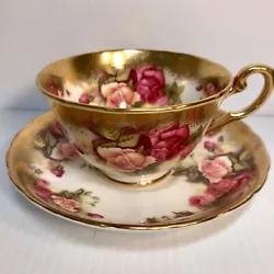 Vintage Royal Chelsea Golden Rose Teacup and Saucer Made in England Bone China. Excellent clean condition with no chips.