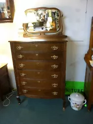 Antique solid quarter sawn oak Highboy 6 drawer dresser with original locks and working key.Drawers have been re glued...