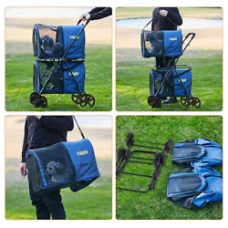 【QUICKLY SET UP & FOLDING】 The dog stroller easy to setup in few minutes with the install manual and no tools...