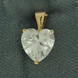 Yellow Gold Pendant with 10 mm Heart CZ. 10 mm wide.