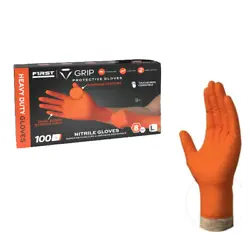 Diamond Grip Orange 8 mil Nitrile Gloves. 8-mil Thickness - The heavy-duty orange nitrile gloves are 8-mil extra thick...