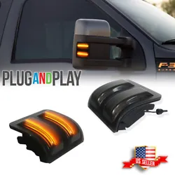 For Ford F250 F350 F450 F550 Smoked Amber LED Side Mirror Marker Signal Lights.
