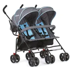 The double umbrella stroller is designed with lockable, swivel and detachable wheels for a smooth ride on several...