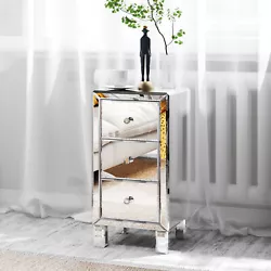VINGLI 3 Drawer Mirror Side Table. 【VERSATILE NIGHTSTAND】 Use as a nightstand holding your lamp, alarm clock and...